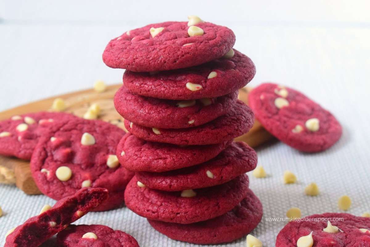 Red Velvet Cookies With White Chocolate Chips Red Velvet Cookies Recipe Valentines Day