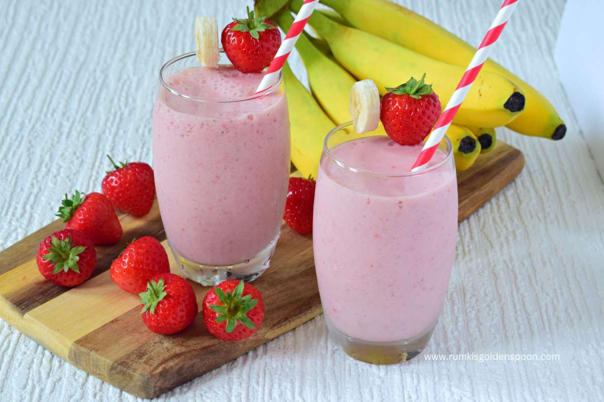 Strawberry banana smoothie healthy | Strawberry banana smoothie recipe  without yogurt - Rumki's Golden Spoon