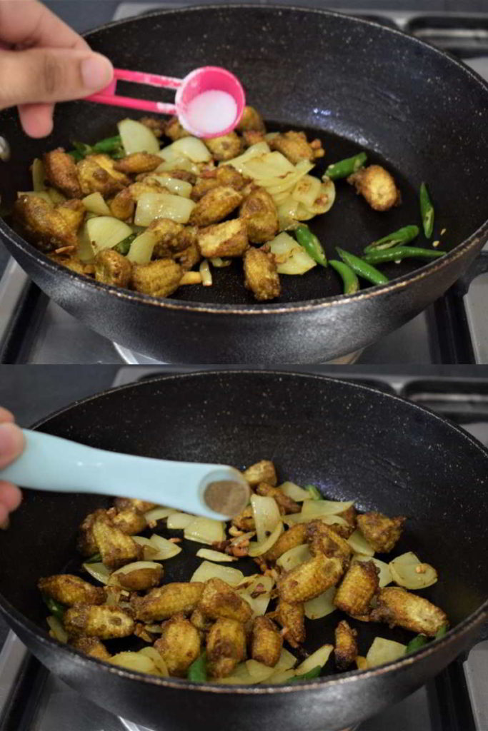 Babycorn salt and pepper Babycorn recipes Rumki's Golden Spoon