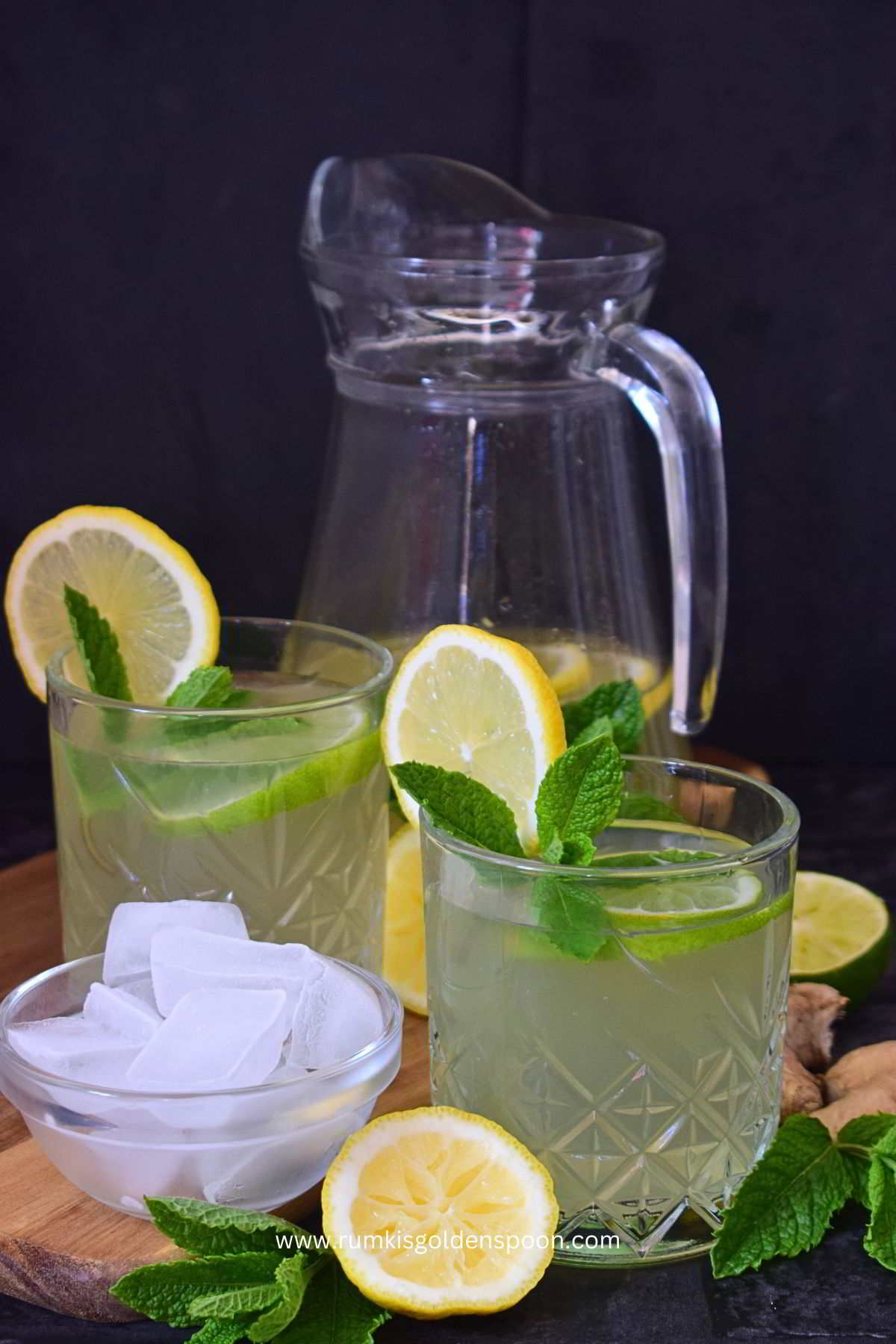 mint lemon drink recipe, summer cooler, summer cooler drink, ginger mint lemonade, lemonade with ginger and mint, ginger mint lemon water, lemon mint ginger water benefits, lemon ginger and mint drink, ginger and mint lemonade, mint lemon and ginger water benefits, mint and ginger drink, mint lemon ginger drink, summer drinks recipes, summer drinks in India, beverage recipe, Rumki's Golden Spoon